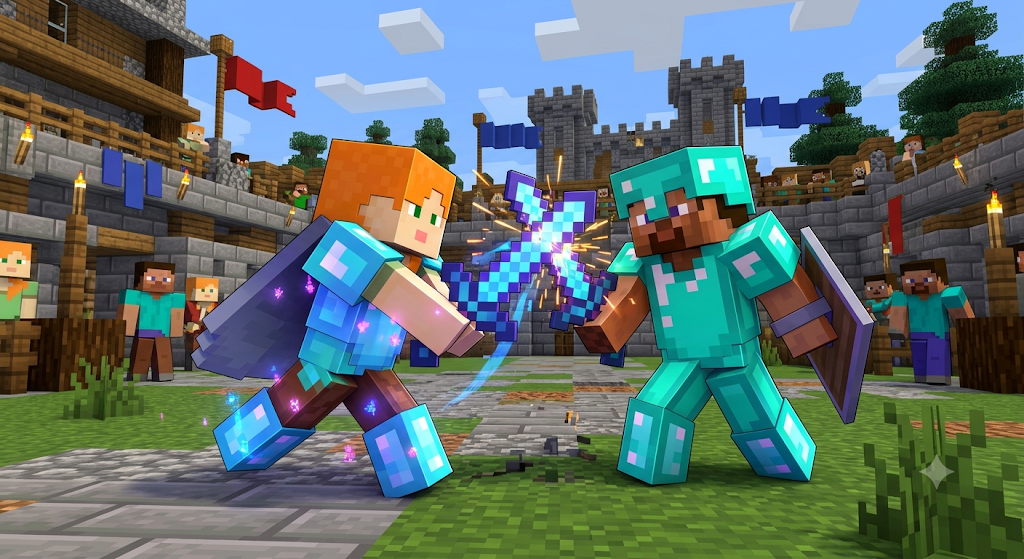 Duelo de espadas encantadas na arena